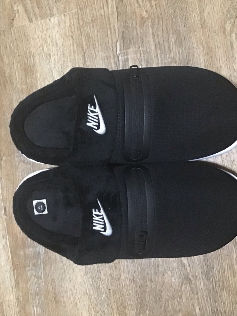 Nike Black Slip-On Fleece-Lined Comfort Mules